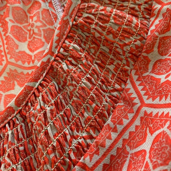 Banana Republic Women Blouse. Semi Sheer. Red. Size PL. Round Neck. Long Sleeves - Picture 8 of 10